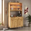Merax Buffetschrank Hochschrank mit Glastüren, Produktbild-Vorschau 4