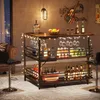 A bar cart set up in a living room or dining area, with drinks and glassware displayed. Náhled obrázku produktu