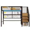 A loft bed with a desk and storage shelves. Podgląd zdjęcia produktu