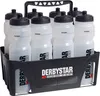 A black plastic carrier holding eight white water bottles with black caps. Anteprima dell’immagine prodotto
