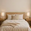 MasterLED E27 Tischleuchte Boho Holz & Stoff Weiß 30cm, Produktbild-Vorschau 3