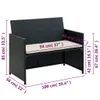 vidaXL 2-Sitzer-Gartensofa mit Polstern Schwarz Poly Rattan Produktbild-Vorschau 3