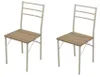 Two chairs with light wood seats and white metal frames are shown against a white background. Produktbild-Vorschau