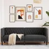 vidaXL Chesterfield-Sofa 3-Sitzer Schwarz Kunstleder Produktbild-Vorschau 2