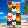 FEBE Strandtuch XXL 100x180 cm Bunte Katzen Badetuch Groß Produktbild-Vorschau 2