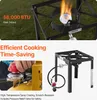 A collage of images showing a propane burner, a propane tank connection, and text highlighting features. Náhled obrázku produktu