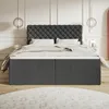 MOTIVENA Nero Chesterfield Boxspringbett 180x200 Grau Samt Produktbild-Vorschau 2