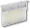 A white plastic skimmer flap with a foam filter insert, shown from a slightly elevated angle against a white background. Produktbild-Vorschau