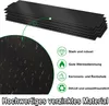 A stack of black metal sheets with a close-up view of the textured surface showing water droplets, accompanied by feature icons and text. Voir les images du produit