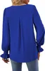 ASKSA Damen Bluse V-Ausschnitt Chiffon Plissee Produktbild-Vorschau 5