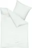 A white duvet cover and pillowcase are laid out on a white background.