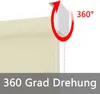 A close-up of a roller blind mechanism with a red arrow indicating 360-degree rotation and text in German. Náhled obrázku produktu