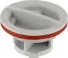 A close-up studio shot of a gray plastic cap with a red rubber seal. Produktbild-Vorschau