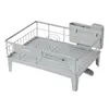 A gray dish drying rack with a cutlery holder is shown against a white background. Produktbild-Vorschau