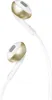 A pair of white and gold earbuds against a white background. Produktbild-Vorschau