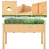 A raised garden bed filled with plants, shown with close-up insets highlighting its features. Produktbild-Vorschau