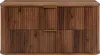 A front view of a wooden bathroom cabinet with two drawers and gold handles. Náhled obrázku produktu