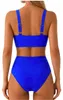 High Waist Bikini Damen - Bauchweg - Zweiteiler Blau - Produktbild-Vorschau 2