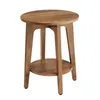 A wooden side table with a round top and a lower shelf. Produktbild-Vorschau