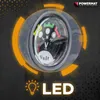 A close-up of a voltage meter with surrounding graphic elements and text. Produktbild-Vorschau