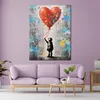 Mädchen mit Herz Ballon Street Art Leinwandbild Wandbild Produktbild-Vorschau 3