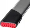 A close-up view of the bottom of a metal step stool leg, showing a black rubber protective cap with a red, textured anti-slip surface. Podgląd zdjęcia produktu
