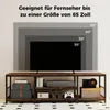 A TV stand with a TV on it, showing different TV sizes that fit. Náhľad obrázku produktu