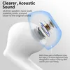 A close-up diagram of an earbud showing its internal speaker components and text describing its acoustic features and fit. Produktbild-Vorschau