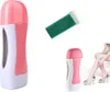 A collage of a waxing kit, including a wax warmer, a wax cartridge, and a woman's legs being waxed. Produktbild-Vorschau