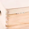 A close-up view of a wooden box, showing the joinery and a hinge. Produktbild-Vorschau