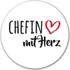 Huuraa Aufkleber Chefin mit Herz 10cm rund Sticker Produktbild-Vorschau 1