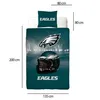 A bedding set with an NFL Philadelphia Eagles theme, including a pillow and duvet cover, shown on a bed. Dimensions are indicated. Produktbild-Vorschau