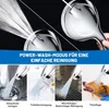 A collage of images showing a shower head being used for different cleaning tasks and pet care, with text overlays describing features. Produktbild-Vorschau