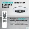 A ceiling fan with a remote control, with text overlays highlighting its features. Náhled obrázku produktu