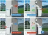 Collage showing different operating modes of an air conditioning unit. Produktbild-Vorschau