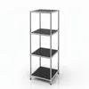A three-tier shelving unit with black shelves and a silver metal frame, presented on a white background. Produktbild-Vorschau