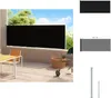 vidaXL Boční markýza výsuvná 200x500 cm černá - Slunečníky Náhled obrázku produktu 1