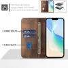 A product image showing a brown leather phone case with card slots and a cash slot, along with a phone inside. Produktbild-Vorschau