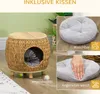 Pawhut Cave à chat en rotin 2 en 1 Design panier pour chat Voir les images du produit 6