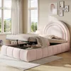 Lit enfant 90x200 cm, revêtement en velours rose, lit Voir les images du produit 1