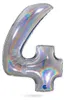 Riesenzahl Folienballon 40"/102cm | Holo Silber Zahl: 4 Produktbild-Vorschau 3