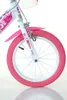 Close-up of the front wheel and fork of a child's bicycle. Podgląd zdjęcia produktu