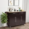 KOMFOTTEU Wózek kuchenny na kółkach, drewniany wózek do Podgląd zdjęcia produktu 7