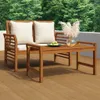 2-tlg. Garten-Lounge-Set mit Cremeweißen Kissen Massivholz Produktbild-Vorschau 1