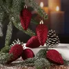 Christbaumschmuck ZAPFEN - Weihnachtsbaumschmuck - bruchfest - glitzernd - H:8cm - weinrot - 6er Set Produktbild-Vorschau