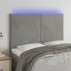 LED Kopfteil Hellgrau 144x5x118/128 cm Samt Produktbild-Vorschau 2