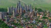 A vibrant, aerial view of a bustling city with numerous skyscrapers and smaller buildings, nestled amidst lush green hills. Produktbild-Vorschau