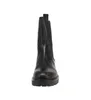 A black leather Chelsea boot is shown from the front against a white background. Produktbild-Vorschau