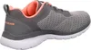 Side view of a gray Skechers sneaker with coral accents. Anteprima dell’immagine prodotto