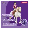 A toy horse and rider set with descriptive text overlays. Náhľad obrázku produktu